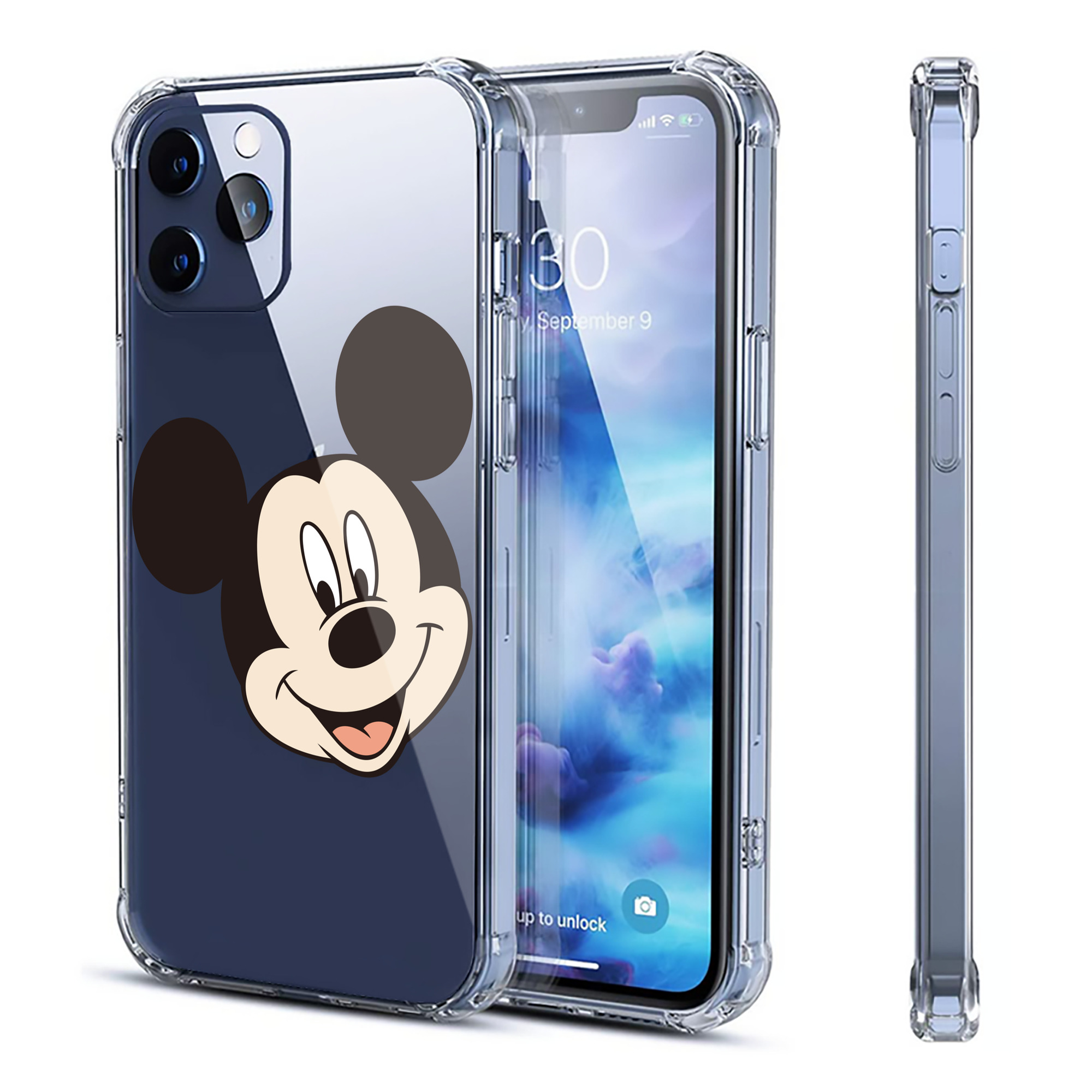 （画像用） ミッキーマウス Mickey Mouse 【iPhone 12シリーズ対応】透明スマホケース（クリアソフトケース）